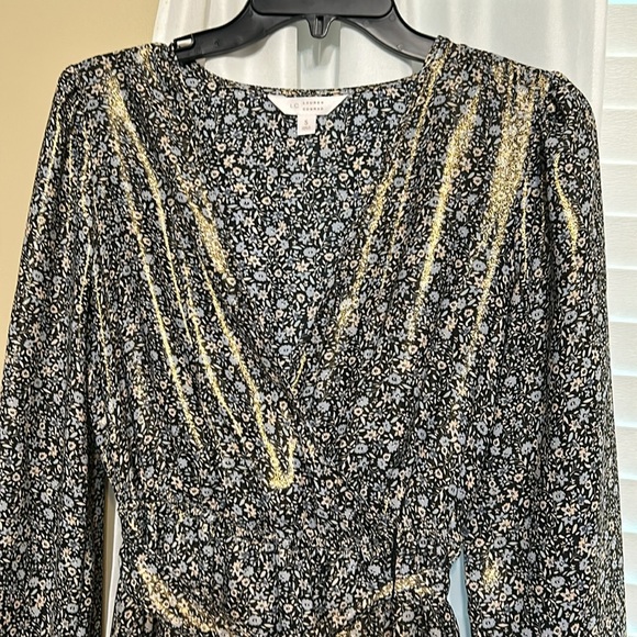 Lauren Conrad Small Midi Dress Like New Black Powder Blue - Picture 2 of 6